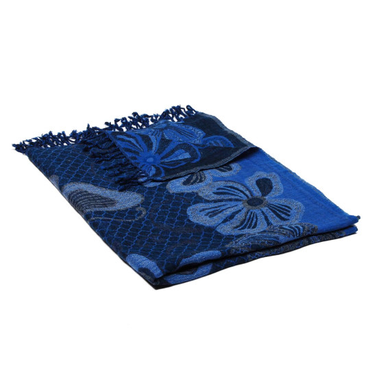Schal aus Merinowolle blau