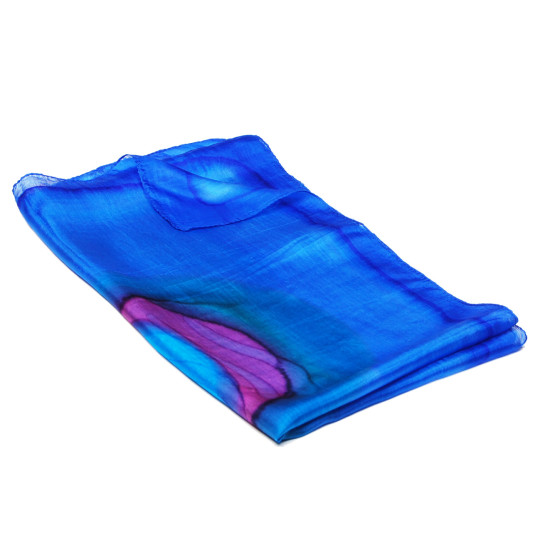 Handgemalter Seidenschal blau