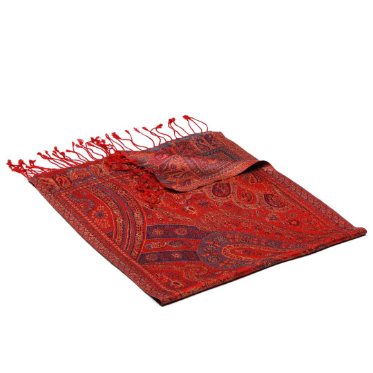 Seidenschal Super rot mit Blau