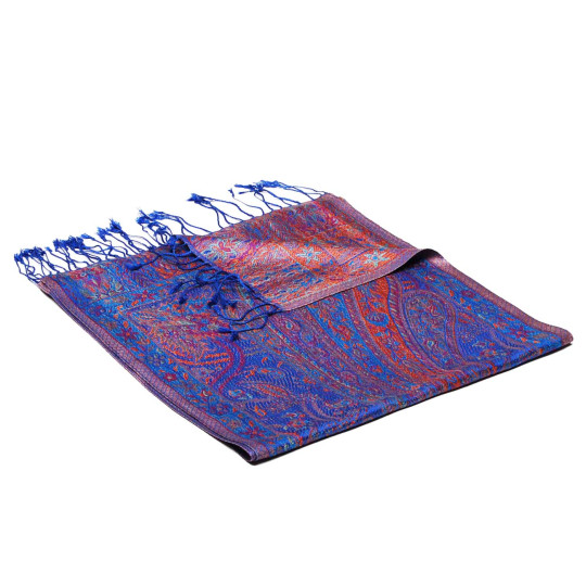 Seidenschal Super blau mit Rot